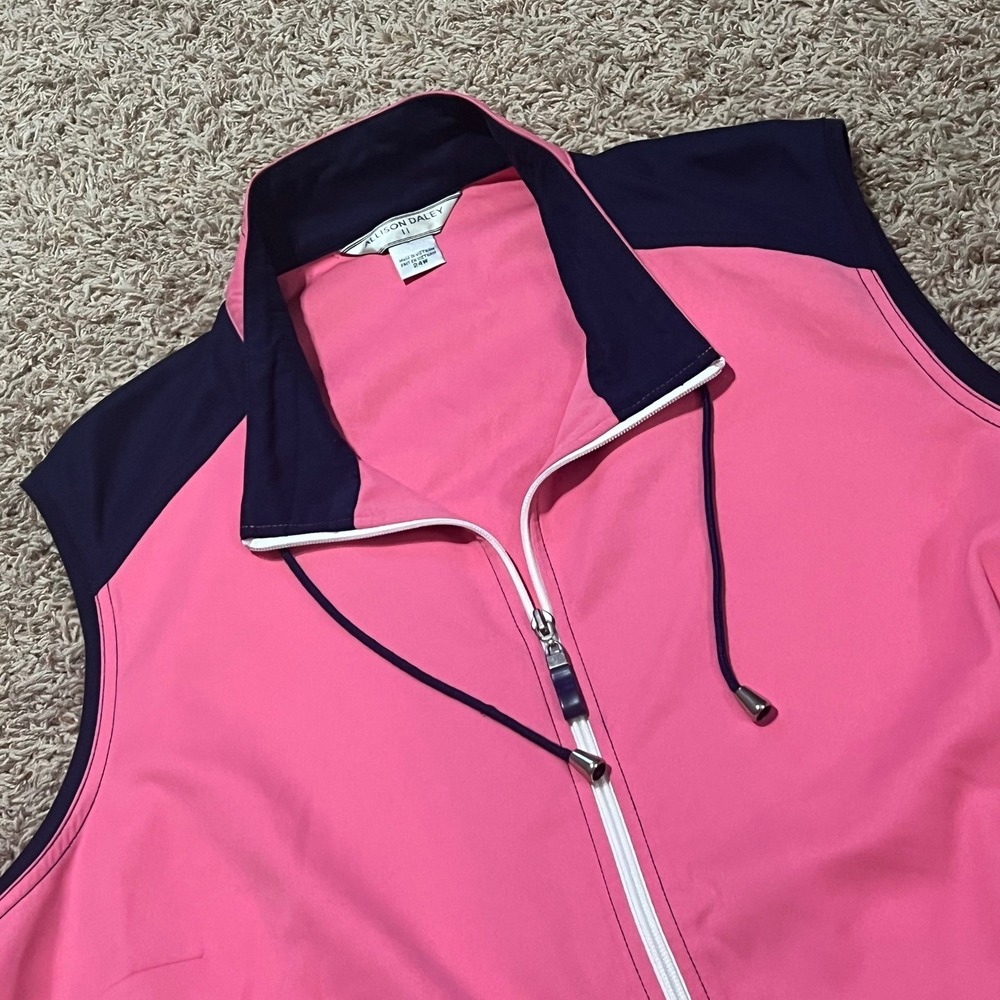 Allison Daley Women's Pink Navy Full Zip Sleeveless Vest 24W Golf Casual NWT